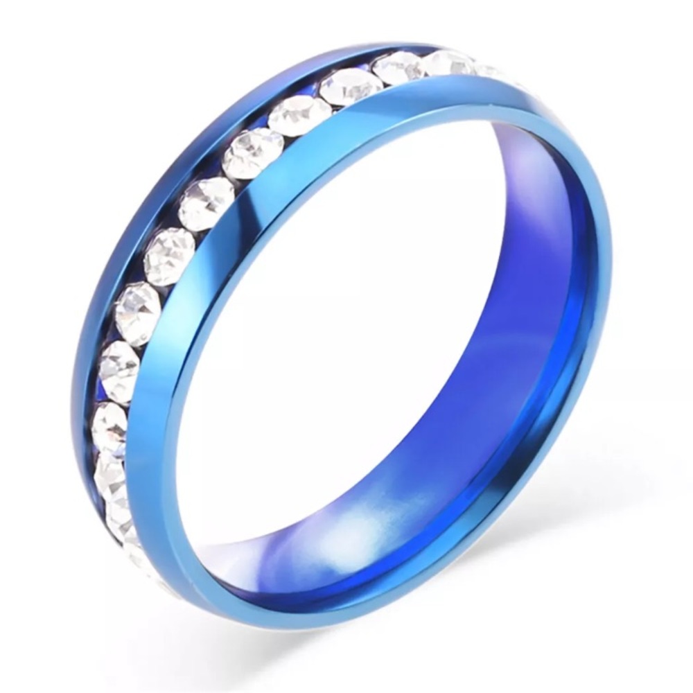 Titanium Stainless Steel Blue Ring/Band Size 9